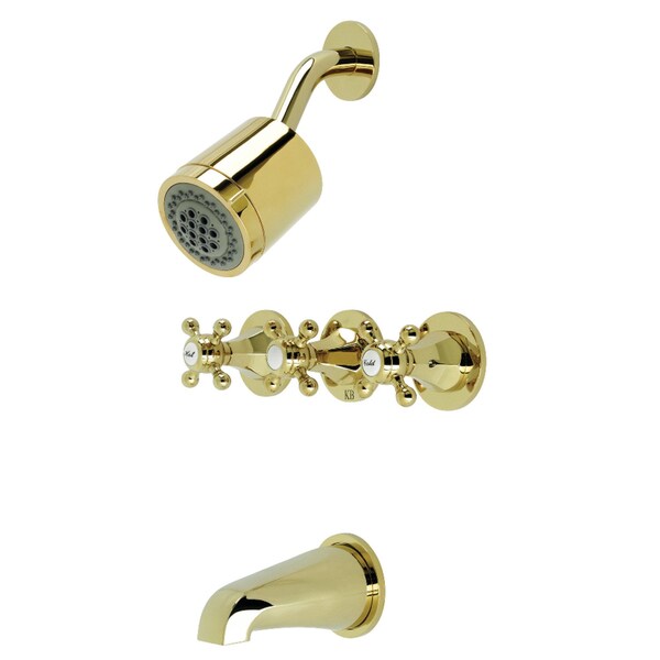 Kingston Brass KBX8132BX Three-Handle Tub and Shower Faucet, Polished Brass KBX8132BX